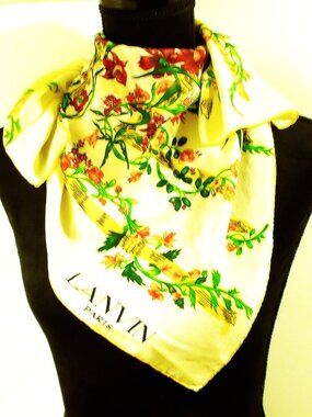 Lanvin Paris, Silk Scarf, Multicolor Floral Print